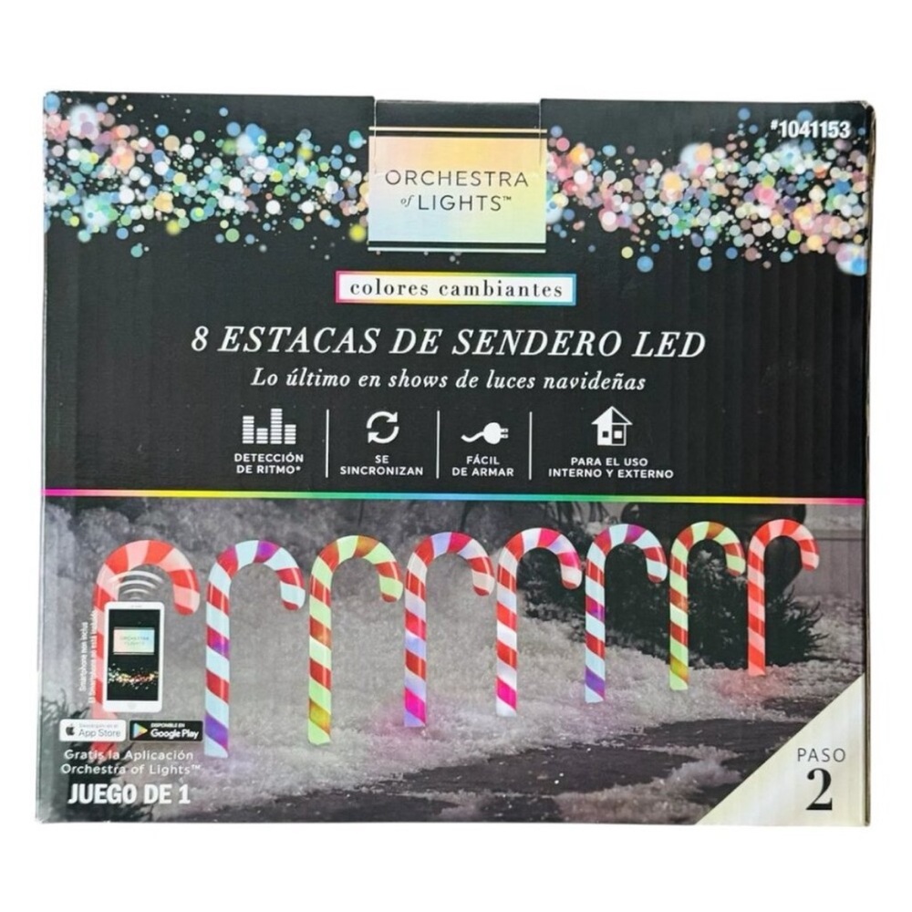 Orchestra of Lights 8 candy csned LED Pathway Stakes